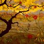 painting of an apple tree by a field