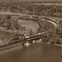 a train going over a trestle bridge