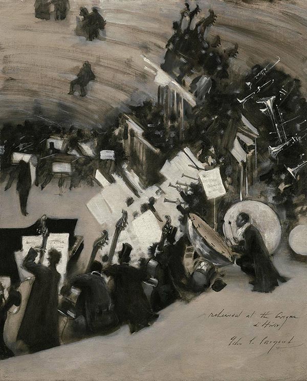 painting of musicians in an orchestra