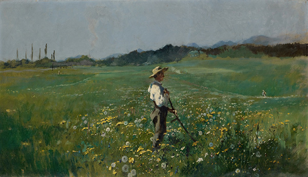 painting of a man standing in a field