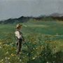 painting of a man standing in a field