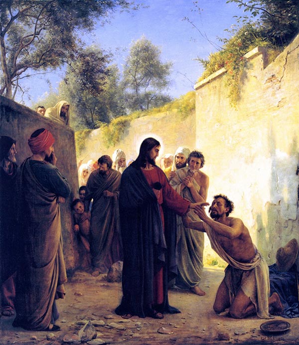 painting of Jesus healing a blind man