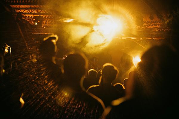silhouettes of concert-goers