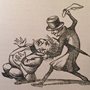 sketch of a man attacking another man