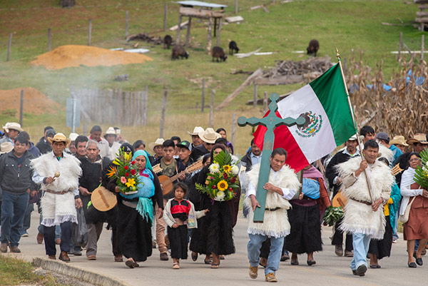 a crowd of people marching