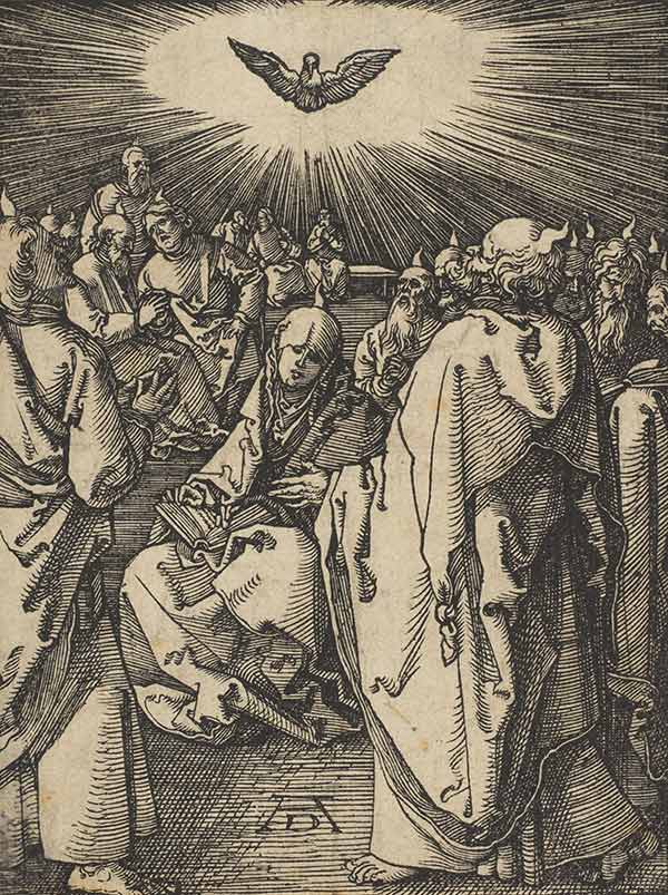 etching of the disciples and Mary at Pentecost
