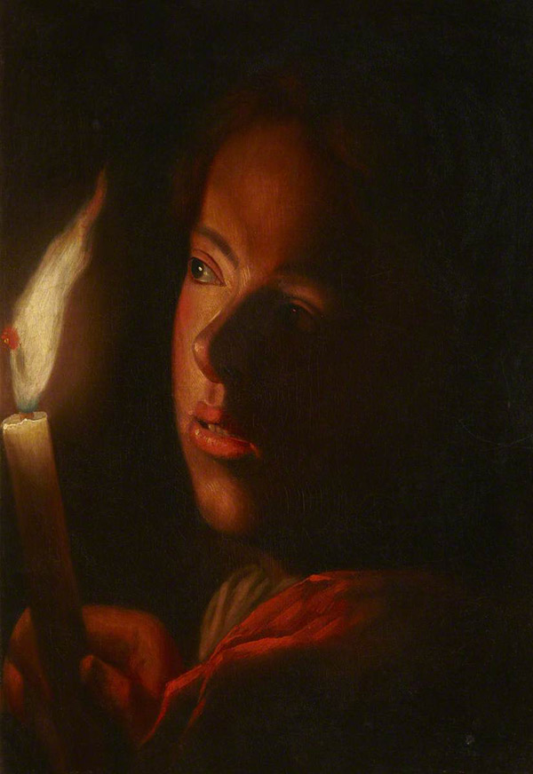 painting of a boy holding a candle