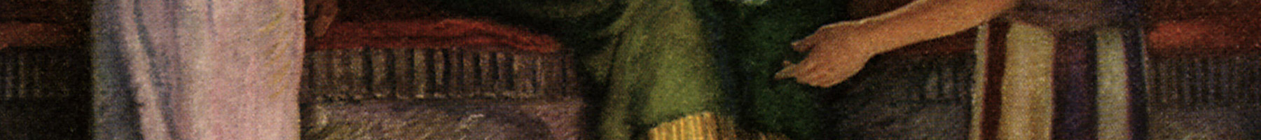 illustration of a slave girl talking to Naaman, an army commander