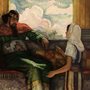 illustration of a slave girl talking to Naaman, an army commander