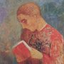 painting of a man reading a book