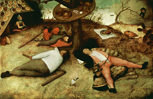 painting of lazy men lying on the ground