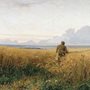 painting of a man walking through a field of rye