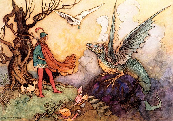 illustration of a prince and a dragon