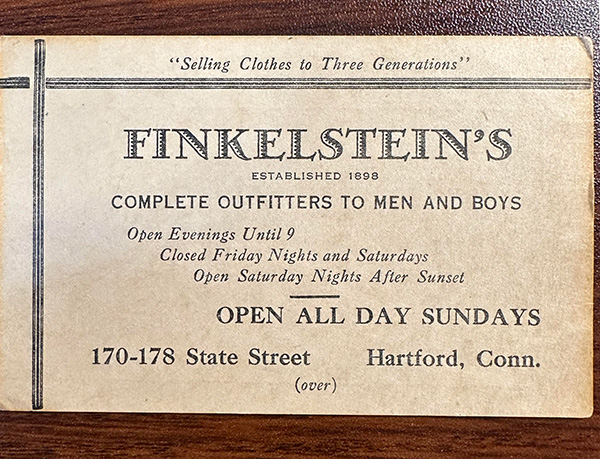 Finkelstein's business card