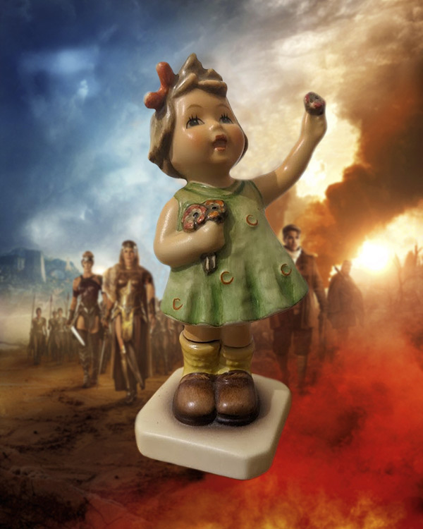 a figurine of a doll holding flowers