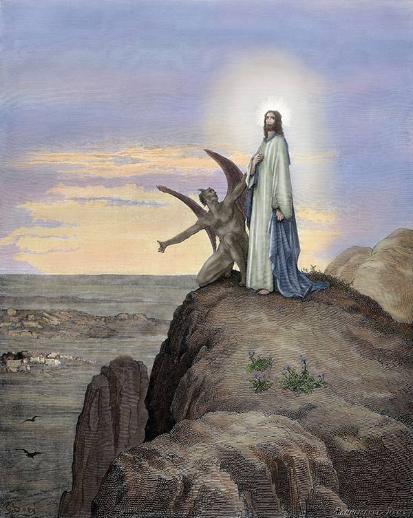 illustration of the Devil tempting Jesus