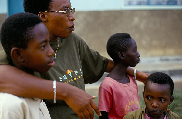 a woman with three orphans