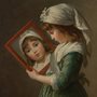 painting of a girl looking in a mirror