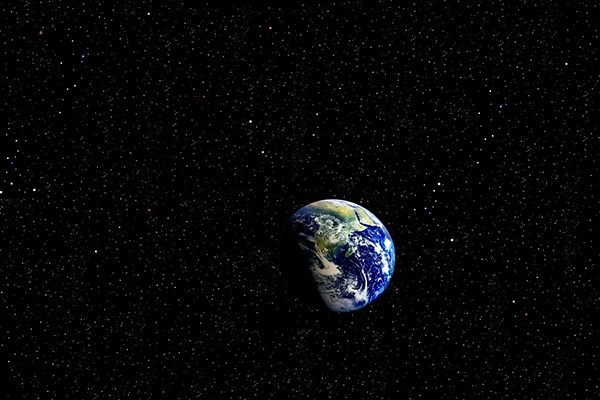 planet Earth against a backdrop of stars