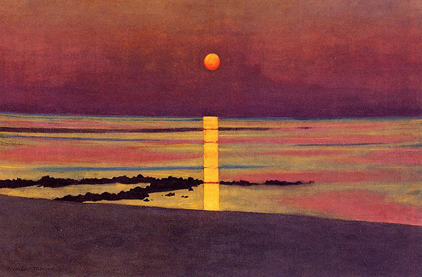 painting of sunset over an ocean