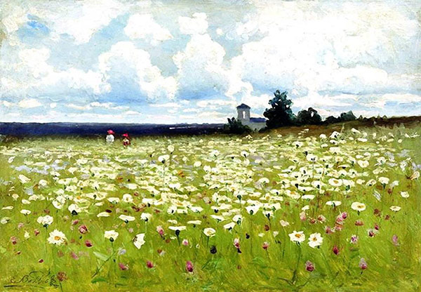 painting of a field of daisies