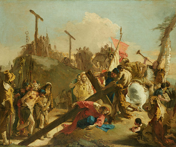 painting of Christ carrying a cross to Calvary