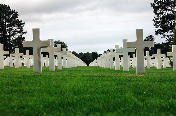 stone crosses in a military graveyard