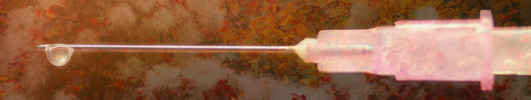 botox needle on a leaf covered background