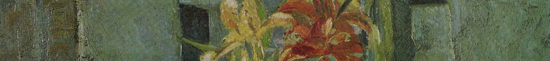 painting of lilies on a windowsill