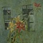 painting of lilies on a windowsill