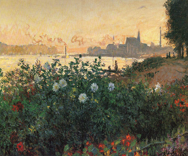 painting of flowers on a riverbank