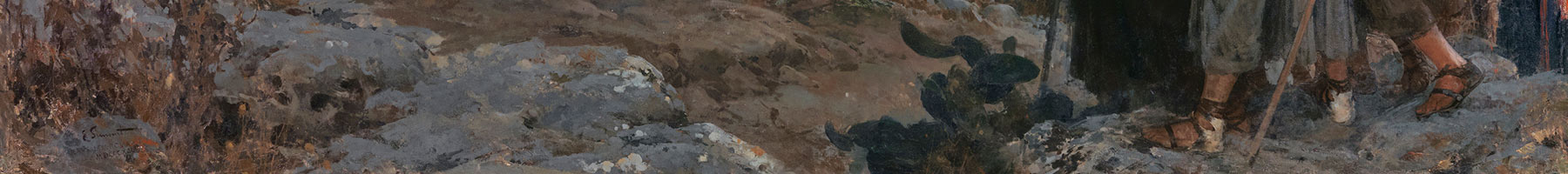 painting of Jesus and his disciples above Jerusalem