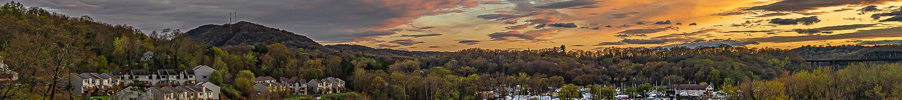 sunset over Rondout River in Kingston, NY