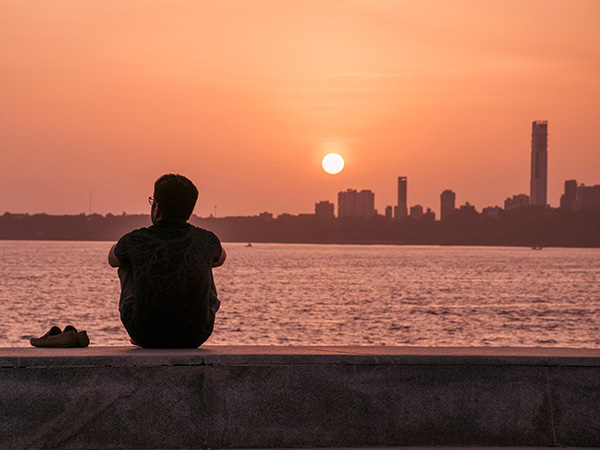 Man watching sunset