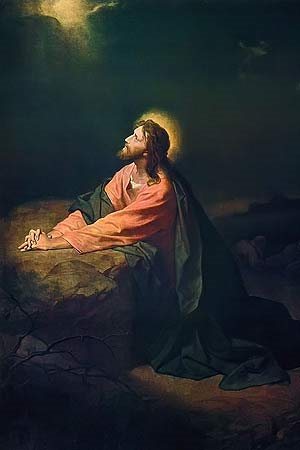 The painting, Jesus Praying in the Garden of Gethsemane, by Heinrich Hofmann. 