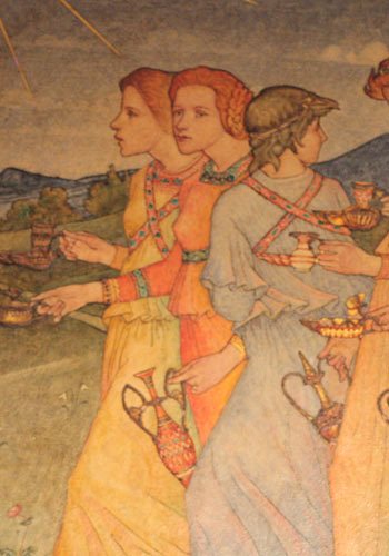The Parable of the Ten Virgins (section) by Phoebe Traquair, Mansfield Traquair Church, Edinburgh