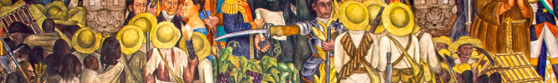 Sector del mural por Diego Rivera en la escalinata de Palacio Nacional referente a la lucha de Independencia.