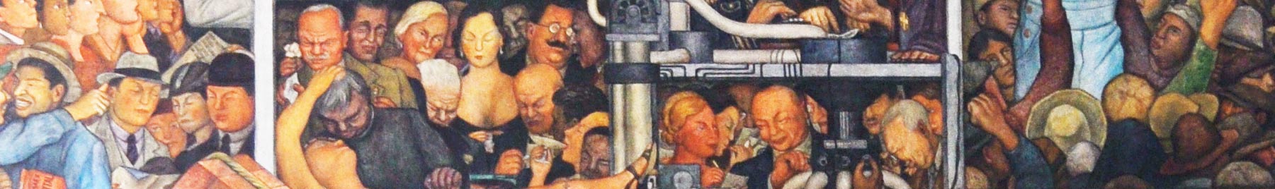 Parte izquierda del mural de Diego Rivera Epopeya del pueblo mexicano, en el Palacio nacional de México. 