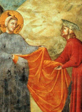 Detail of painting by Giotto - St Francis Giving his Mantle to a Poor Man