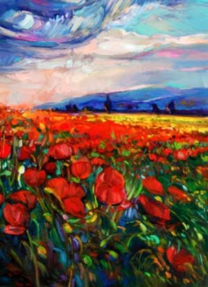 painting of a poppy field