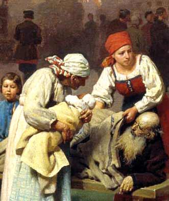 Detail from Nikolai Dmitriev-Orenburgsky, The Fire in the village