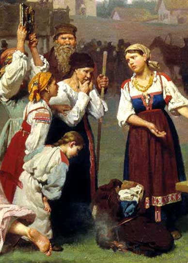 Detail from Nikolai Dmitriev-Orenburgsky, The Fire in the village