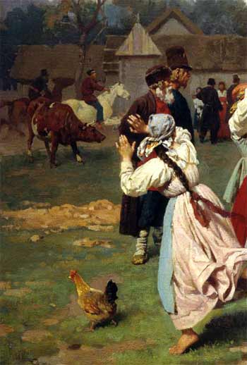 Detail from Nikolai Dmitriev-Orenburgsky, The Fire in the village