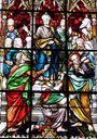 Sainted glass window of disciples at Whitsun