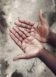two outstretched hands