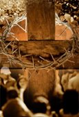 people gathered around the cross