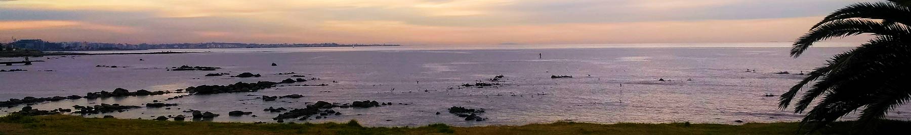 Sunset on a rocky beach