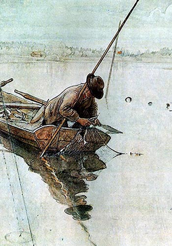 painting of Fishing by Carl Larsson