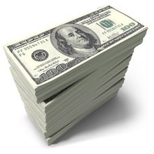 A stack of new 100 dollar bills