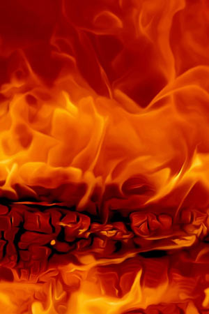 A flaming fire